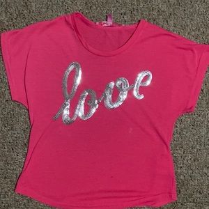 Bright pink love sequins shirt